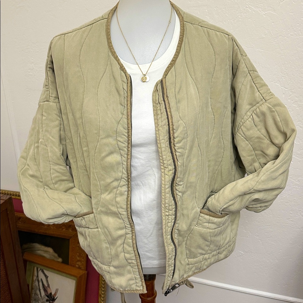 Zara Tan Quilted Padded Women's Jacket S